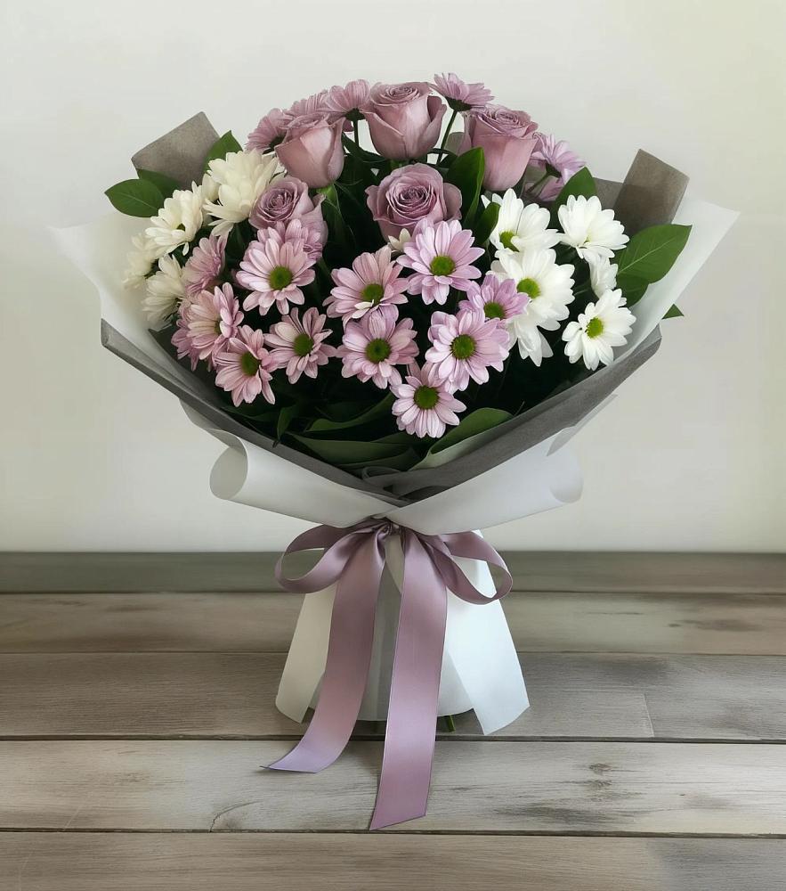 Букет цветов из: Хризантемы и Розы в Дубовке Тульская область