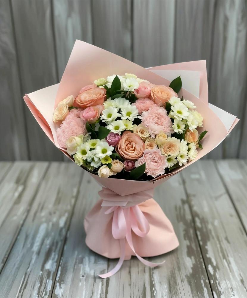 Букет цветов из: Гвоздики, Розы и Хризантемы в Дубовке Тульская область