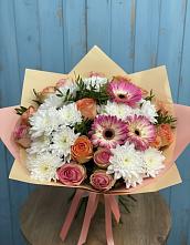 Букет цветов из:  Розы, Герберы и Хризантемы #REPLACE_PRED# Дубовке Тульская область