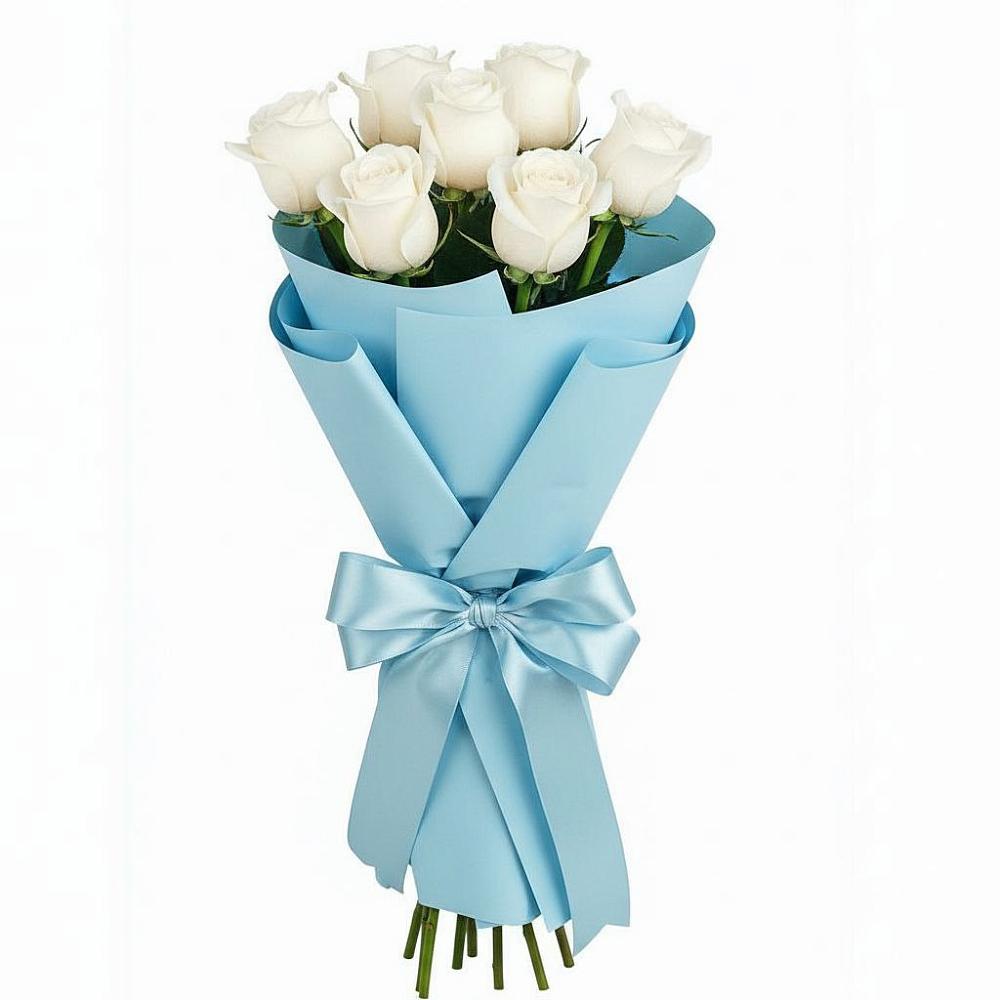 Букет 7 белых роз Проуд в Дубовке Тульская область