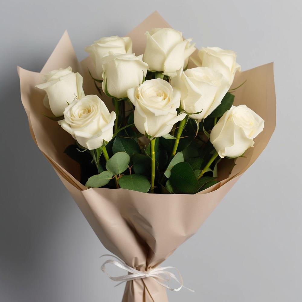 Букет 9 Белых роз Эдлесс Лав в Дубовке Тульская область