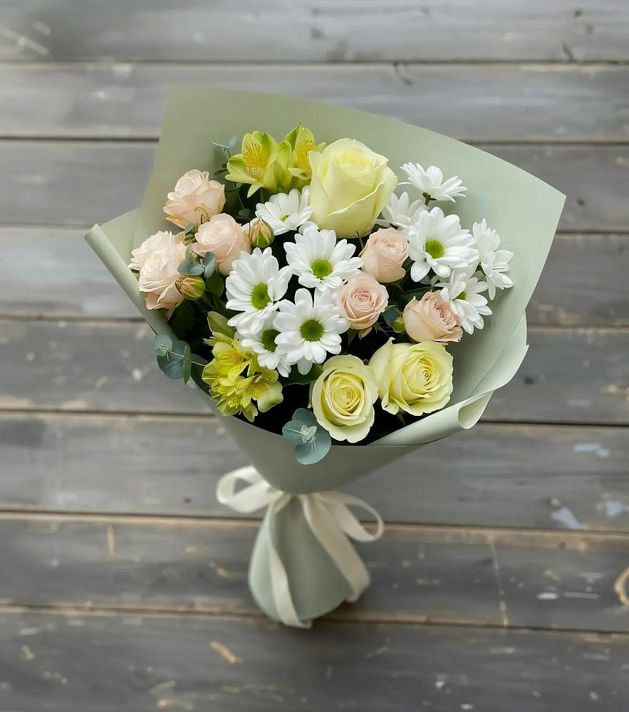 Букет цветов из: Альстромерии, Розы и Хризантемы в Дубовке Тульская область