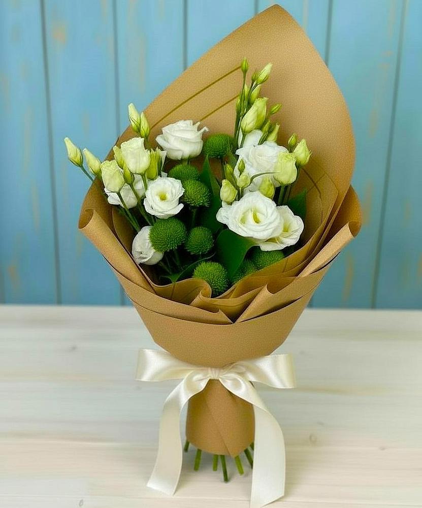 Букет цветов из: Хризантемы и Лизиантусы в Дубовке Тульская область