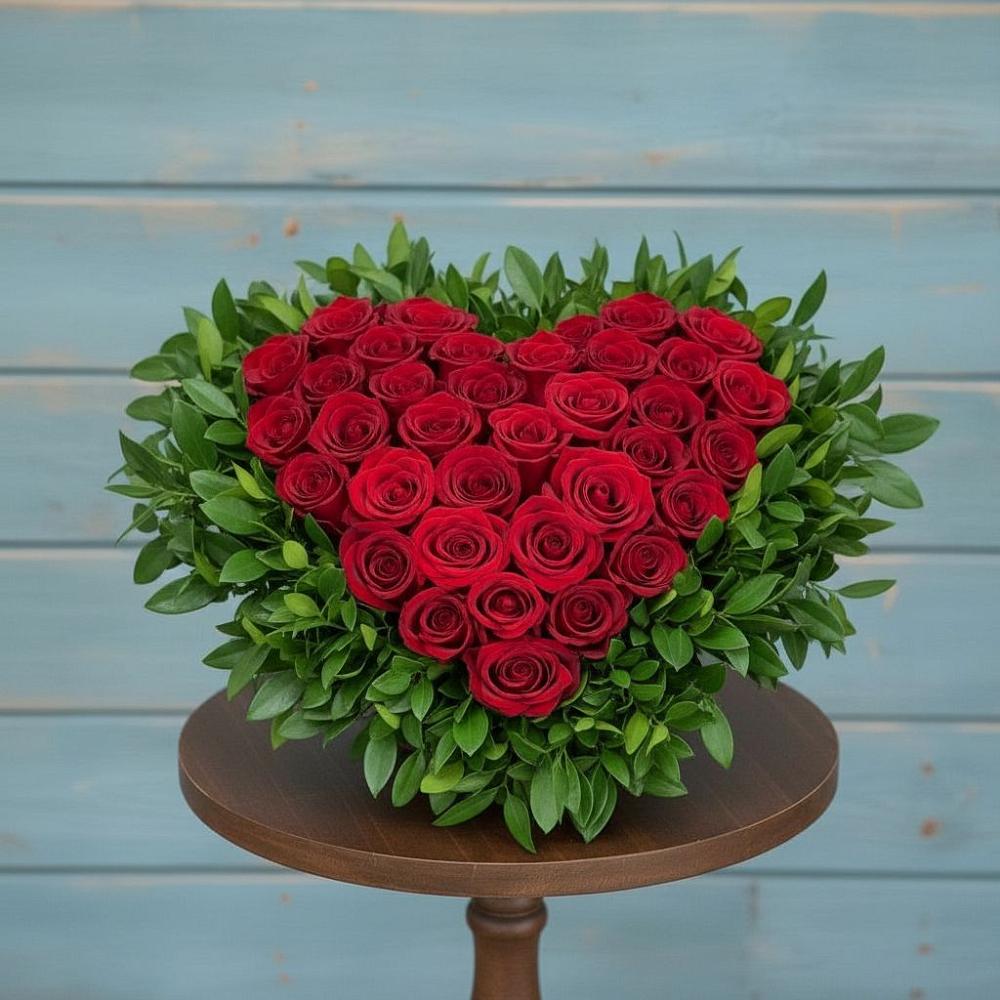 Цветочная композиция из Розы в виде сердца в Дубовке Тульская область