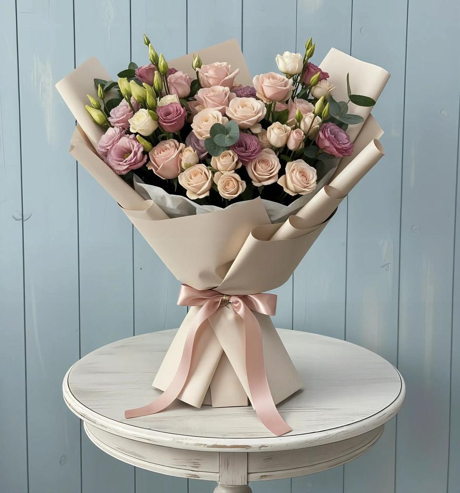 Букет цветов из: Розы и Лизиантусы в Дубовке Тульская область