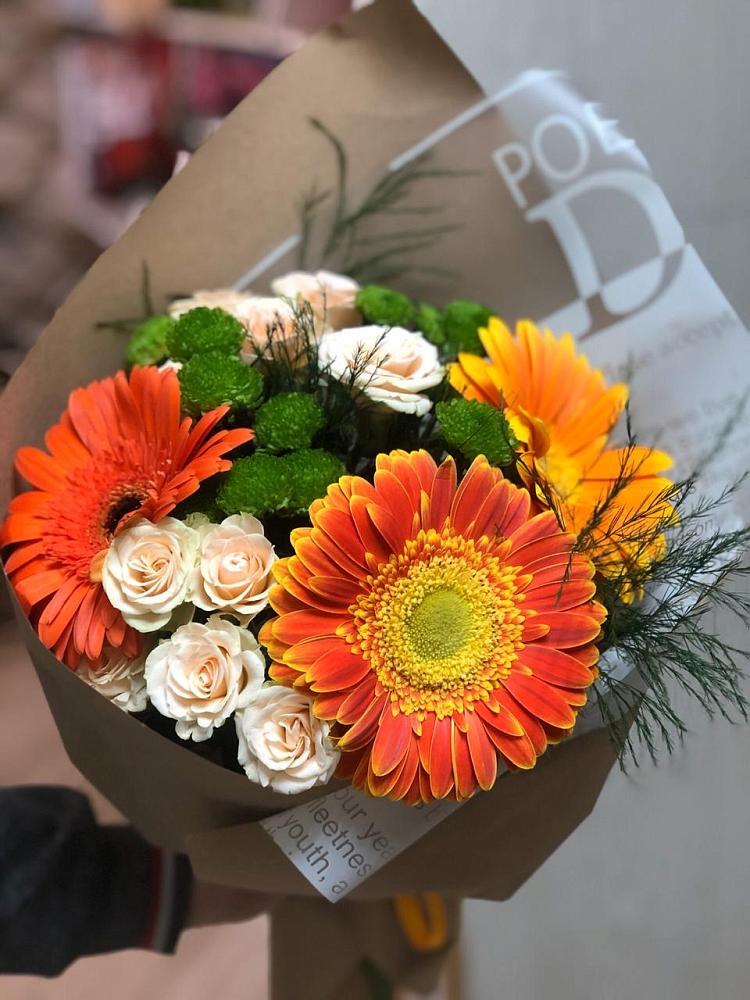 Букет цветов из: Герберы, Хризантемы и Розы в Дубовке Тульская область